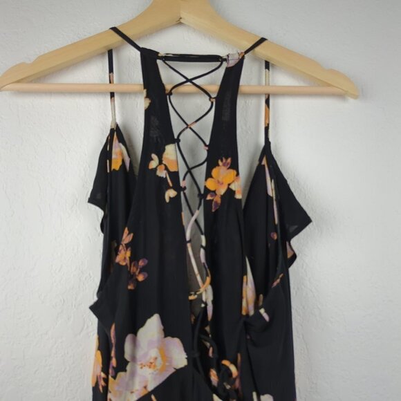 UO Kimchi Blue Sabina Floral Ruffle Wrap Lace Up Mini Dress Est. Size Small - Picture 11 of 11